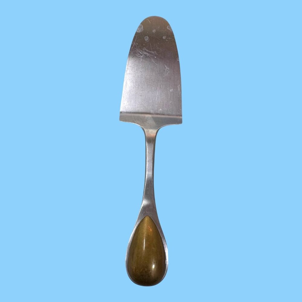 Vintage Dansk Vivianna Torun Bülow-Hübe Stainless Brass Teardrop Cake Pie Server